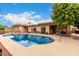 Inviting backyard pool with a clear blue water and spacious patio surrounded by desert landscaping at 3258 E Vogel Ave, Phoenix, AZ 85028