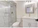 Bright, updated bathroom featuring a walk-in shower, modern vanity, and updated fixtures at 5607 N 76Th Pl, Scottsdale, AZ 85250