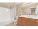 Bathroom featuring a shower-tub combo, vanity with sink, and tile flooring at 20100 N 78Th Pl # 1013, Scottsdale, AZ 85255