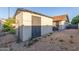View of backyard shed near the house and hot tub area at 756 E Appaloosa Rd, Gilbert, AZ 85296