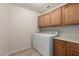 Bright laundry room features wood cabinets above a washer and dryer set at 1182 E Harrison St, Gilbert, AZ 85295
