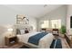 Bright bedroom featuring a queen-sized bed, side tables, and a decorative blue throw at 448 E Wescott Dr, Phoenix, AZ 85024