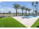 Beautiful pool features a spa, manicured landscaping, and golf course views at 7939 E Via Linda --, Scottsdale, AZ 85258