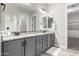 Bathroom featuring double sinks, granite countertops, and tile floors at 1980 E Horseshoe Dr, Chandler, AZ 85249