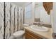 Compact bathroom with a standard vanity, toilet, and a shower with curtain at 2145 N Silverton St, Mesa, AZ 85203