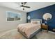 Tranquil bedroom with accent wall, comfortable bed, stylish decor and lots of natural light at 2405 E Balboa Dr, Tempe, AZ 85282