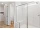 This bathroom showcases a glass-enclosed shower with a marble design at 7422 W Buckhorn Trl, Peoria, AZ 85383