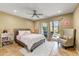 Bedroom featuring neutral colors, a ceiling fan, patio access, and light colored area rug at 7725 N Via De Fonda --, Scottsdale, AZ 85258