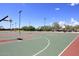 Community basketball court with multiple hoops and well-maintained surface at 7741 E Journey Ln, Scottsdale, AZ 85255