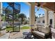 Backyard with spiral staircase, outdoor seating and a refreshing pool at 11319 E Elmhurst Dr, Chandler, AZ 85249