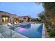 Inviting backyard pool and spa with a spacious patio area, surrounded by lush landscaping at 18916 N 98Th St # 3709, Scottsdale, AZ 85255