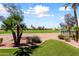 Beautiful golf course view with lush green grass, mature palm trees, and manicured landscaping in a desert community at 23108 N Pedregosa Dr, Sun City West, AZ 85375
