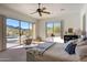 Main bedroom with outdoor access and views of the pool and mountain scenery at 36190 N Creek View Ln, Cave Creek, AZ 85331