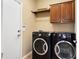 This is a Laundry room with dark washer and dryer and white door at 13065 W Lucia Dr, Peoria, AZ 85383