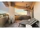 Spacious balcony with comfortable lounge chairs and mountain views at 15802 N 71St St # 754, Scottsdale, AZ 85254