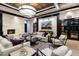 Beautiful living room features a stone fireplace, elegant decor, and an inviting atmosphere at 15802 N 71St St # 754, Scottsdale, AZ 85254