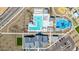 Overhead view of the community pool, playground, and clubhouse featuring ample seating at 2475 W Spaulding Ave, Apache Junction, AZ 85120