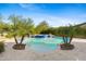 Beautiful backyard pool with spa, palm trees, and lush landscaping provides a private outdoor oasis at 30311 N 52Nd Pl, Cave Creek, AZ 85331