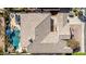 Aerial view of home showcasing the roof, landscaping and backyard pool area at 3353 E Nolan Dr, Chandler, AZ 85249