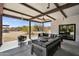 Relaxing covered patio with modern furniture and scenic views of the expansive backyard at 5033 E Turquoise Ave, Paradise Valley, AZ 85253