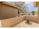 Inviting front porch offers privacy with stucco walls, showcasing desert landscaping and neighborhood views at 760 W Douglas Ave, Gilbert, AZ 85233