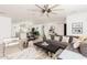 Open-concept living room showcasing modern decor, comfortable seating, and seamless flow to the kitchen at 8738 E Rose Ln, Scottsdale, AZ 85250
