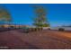 Night shot of backyard with black metal fence, desert landscaping and perimeter shrubs at 21913 N Pedregosa Ct, Sun City West, AZ 85375