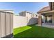 Beautiful backyard featuring artificial grass and block fence at 2580 E Boston St, Gilbert, AZ 85295