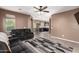 Cozy living room featuring open access to the kitchen and adjacent spaces at 2580 E Boston St, Gilbert, AZ 85295