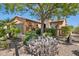 Beautiful home featuring lush landscaping, mature trees, and desert-friendly plants at 28351 N 130Th Dr, Peoria, AZ 85383