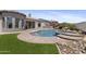 Backyard featuring a luxurious pool and spa at 3529 N Boulder Canyon St, Mesa, AZ 85207