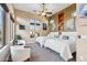 Bright bedroom with two beds, ceiling fan, wall art and large windows for natural light and views at 3529 N Boulder Canyon St, Mesa, AZ 85207
