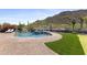 Backyard pool and spa with views of the desert landscape at 3529 N Boulder Canyon St, Mesa, AZ 85207