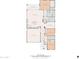 Floor plan showing layout of rooms with dimensions, including kitchen, bedrooms, living spaces, and patio at 4265 E John St, Gilbert, AZ 85295