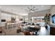 Open-concept living space featuring modern furnishings, stylish decor, and a gourmet kitchen at 23434 N 76Th Way, Scottsdale, AZ 85255