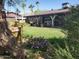 Expansive backyard with lush green lawn, mature trees, and a charming covered patio offering a serene outdoor space at 2833 E Emile Zola Ave, Phoenix, AZ 85032