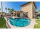 Backyard swimming pool with outdoor seating at 3917 E Des Moines St, Mesa, AZ 85205