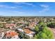 Expansive aerial view showcases a neighborhood with well-maintained homes, lush landscaping, and mature trees under a blue sky at 7168 N Via De Amigos --, Scottsdale, AZ 85258