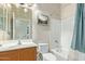 Bathroom with a single sink vanity and tub with shower at 8205 S Pioneer Ct, Gold Canyon, AZ 85118