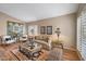 Bright living room with hardwood floors, large windows, and elegant furnishings at 9706 E Sheena Dr, Scottsdale, AZ 85260