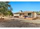 Backyard featuring desert landscaping, mature trees, and a covered patio at 1684 Leisure World --, Mesa, AZ 85206