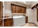 Laundry room featuring ample storage, countertop space, a sink, and a full-size washer and dryer at 9920 E Honey Mesquite Dr # 155, Scottsdale, AZ 85262