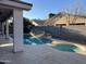 Backyard pool and spa with water feature in a private backyard at 1444 W Spruce Dr, Chandler, AZ 85286