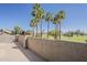 Balcony with palm tree views and lush landscaping of the golf course for relaxation and entertainment at 9535 E Los Lagos Vista Ave, Mesa, AZ 85209