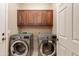 Spacious laundry room with modern appliances and built-in cabinetry at 29374 N 68Th Ln, Peoria, AZ 85383
