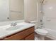 Bathroom with vanity, toilet and shower/bath tub combination at 41444 W Capistrano Dr, Maricopa, AZ 85138