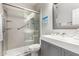 Modern bathroom with a walk-in shower, floating vanity, and stylish fixtures for a spa-like experience at 69 E Benrich Dr, Gilbert, AZ 85295