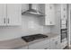Close-up of modern kitchen with white cabinetry, granite countertops, and stainless steel appliances at 6980 W Hedge Hog Pl, Peoria, AZ 85383