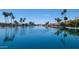 Scenic lake view surrounded by lush greenery and waterfront homes and docks at 1449 W Commerce Ave, Gilbert, AZ 85233