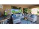 Relaxing covered patio with comfortable sectional sofa and view of the lush backyard landscape at 32215 N 16Th Ave, Phoenix, AZ 85085